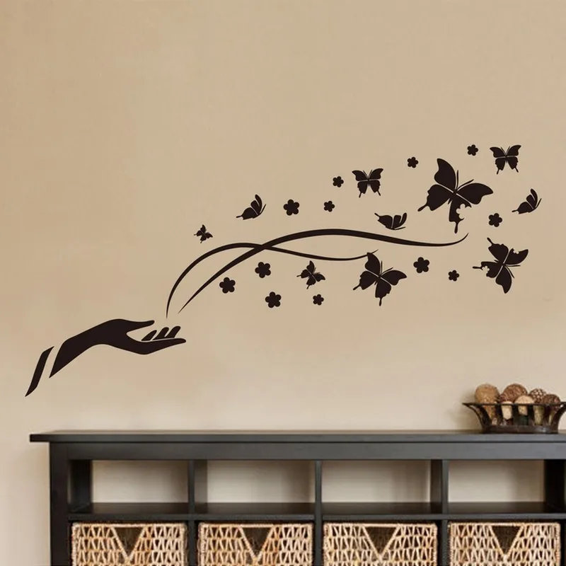 

Butterfly and Flower Removable Art Vinyl Wall Stickers Home Wall Decals Background Wall Decoration