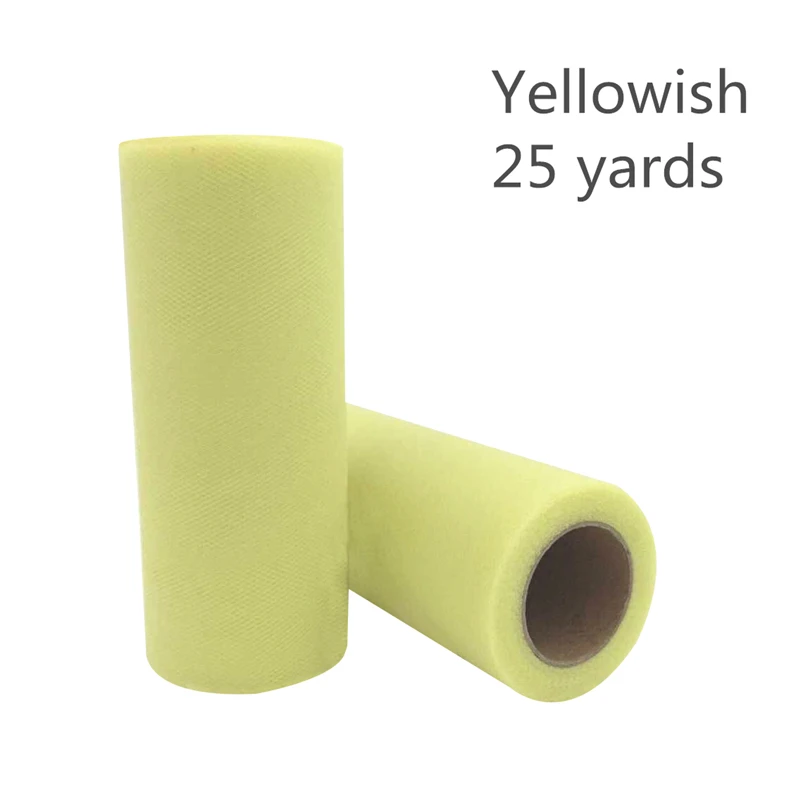 Yellowish Белый, розовый тюль в рулоне 15 см* 25 ярдов, сетчатая ткань, рюмочка, пачка, свадебное украшение, сделай сам, органза, на день рождения, Детские вечерние принадлежности - Цвет: Yellowish