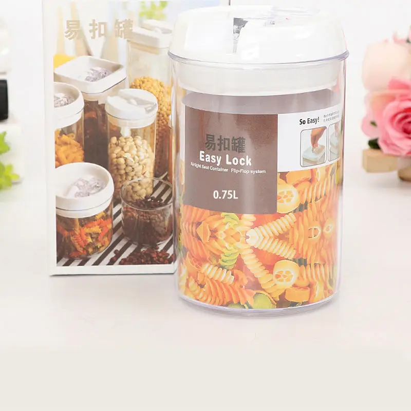 0.75L Round Пластиковый контейнер, контейнеры для хранения пищевых продуктов, легко фиксируются, герметичные, зерновые орехи, зерновая лапша, прозрачный контейнер, кухонный ящик для хранения - Цвет: 0.75L Round