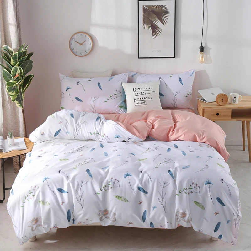 Набор наволочек с принтом и пододеяльников хлопковое постельное белье Комплект