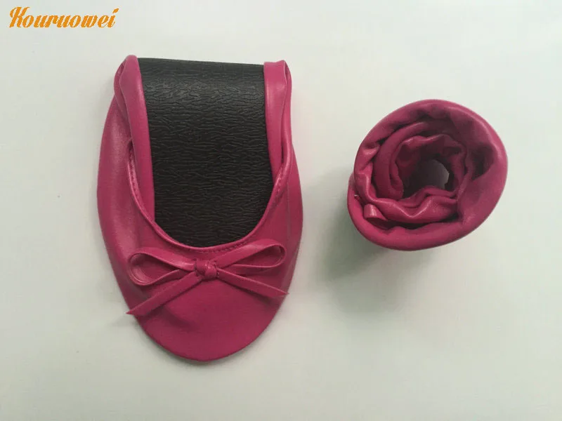 Бесплатная доставка! Дешевые ярко-розовые женские сворачивающиеся балетки с