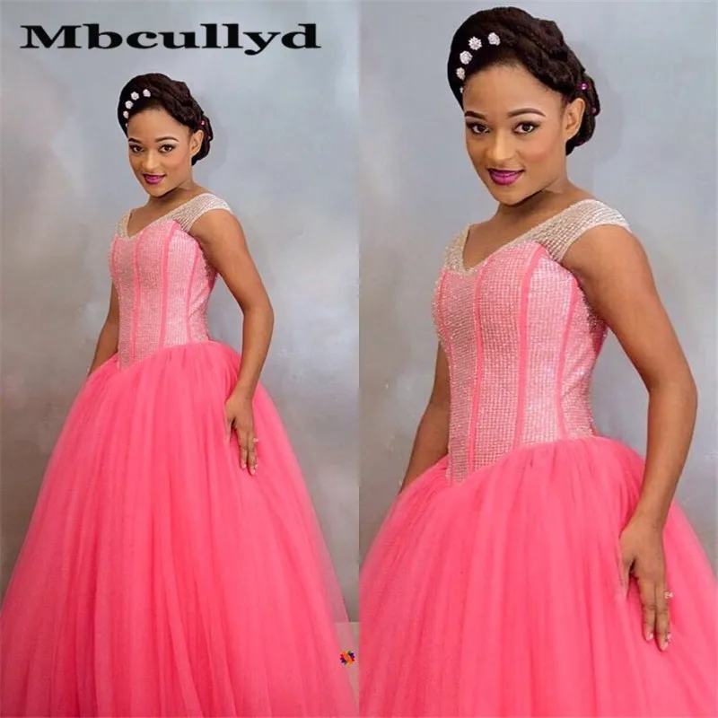 Пышные тюлевые платья Mbcullyd для Quinceanera 2020 блестящее бальное платье с кристаллами