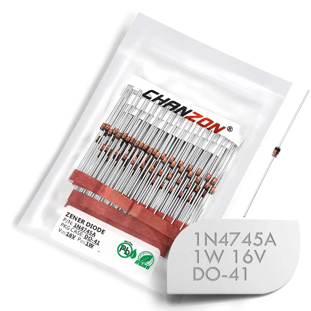 (100 шт.) 1N4745A 1N4745 силовой стабилитрон диод 1 Вт 16 В DO 41 (Φ) осевой в 1N 4745A IN4745A|Диоды| |