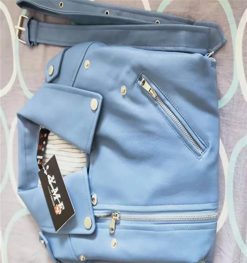 Синяя и желтая S-3XL, модная куртка из искусственной кожи для девочек, пальто куртки в европейском и американском стиле, пальто на молнии