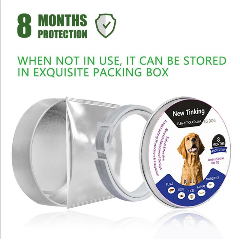 

Pet Dog Collar Anti Flea Ticks Mosquitoes Outdoor Protective Adjustable PET Collar 8 Months Long-term Protection