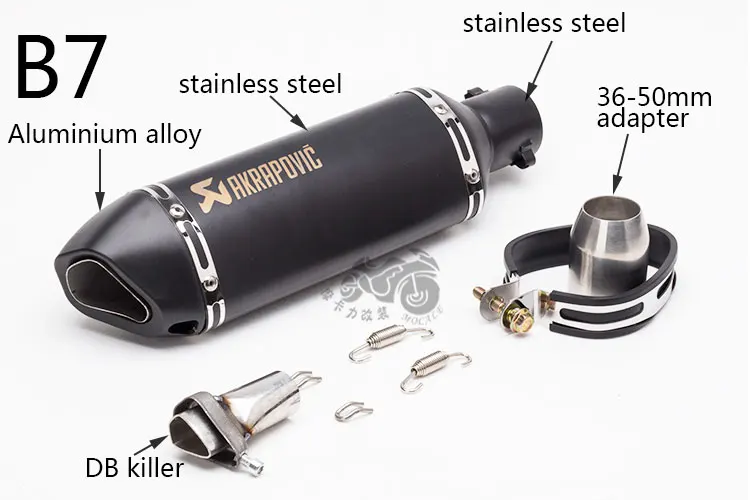 51 мм мотоцикл Akrapovic Модифицированная выхлопная труба косой маленький шестиугольный алюминиевый сплав нержавеющая сталь имитация углеродного волокна - Цвет: B7