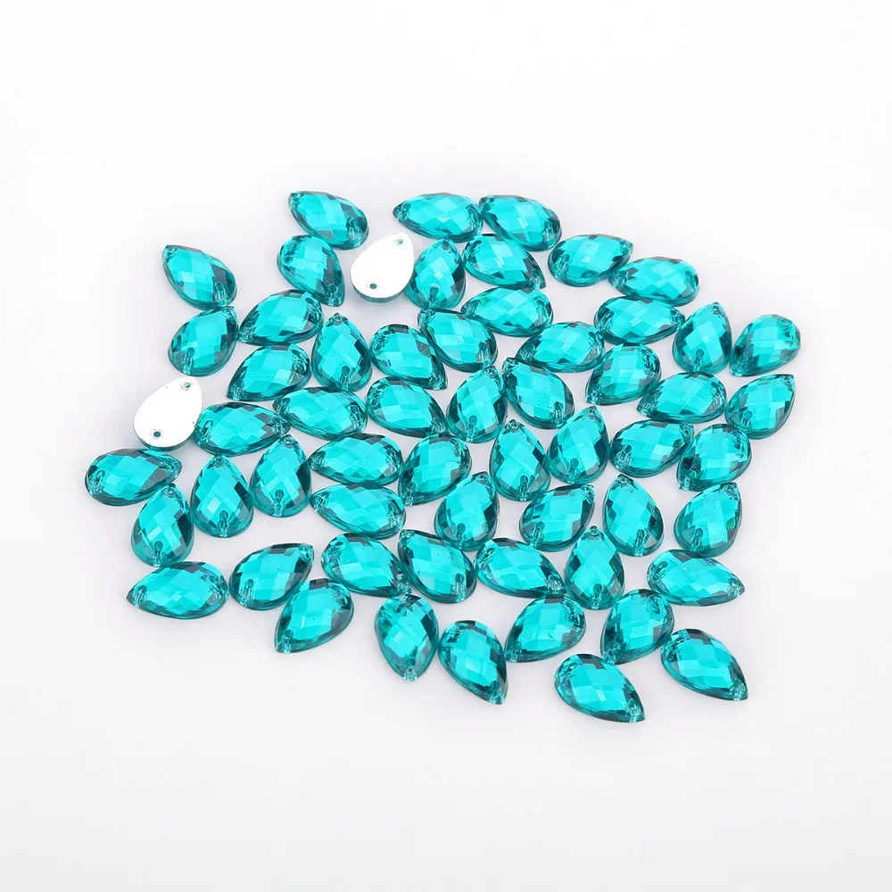 TPSMOC 8*13mm/10*14mm/13*18mm/18*25mm Water Drop Colorful Acrylic Sew On Rhinestone Flatback Crystal Beads For DIY Dress