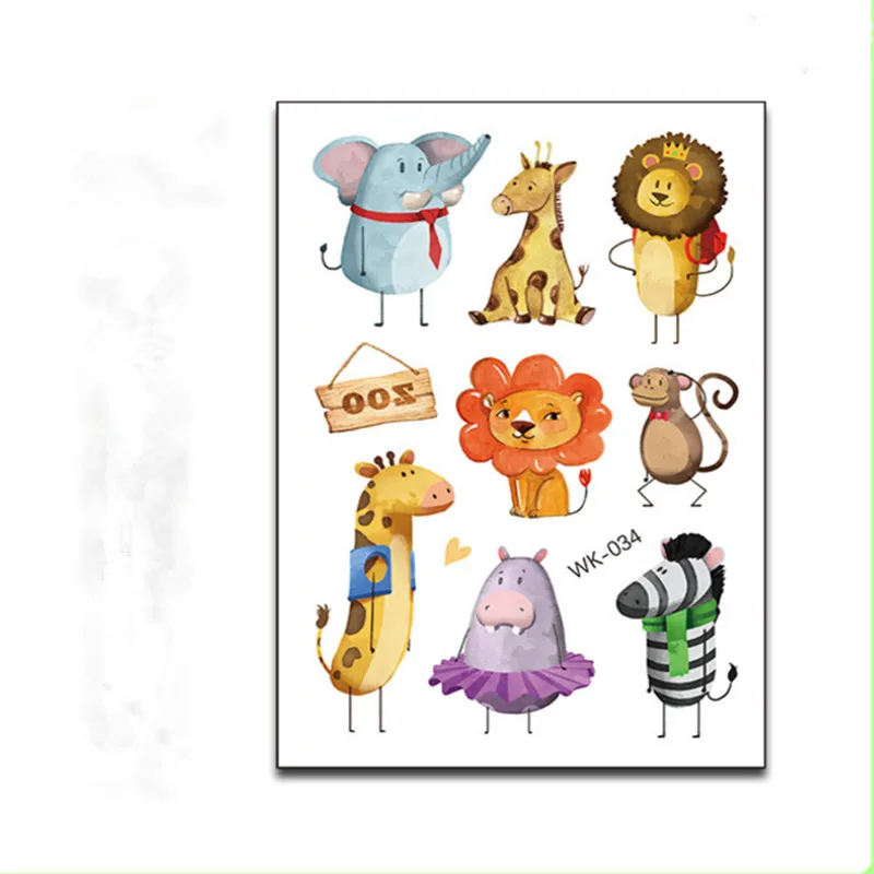 10 шт. Мультяшные животные детские наклейки для тату сделай сам парк на день