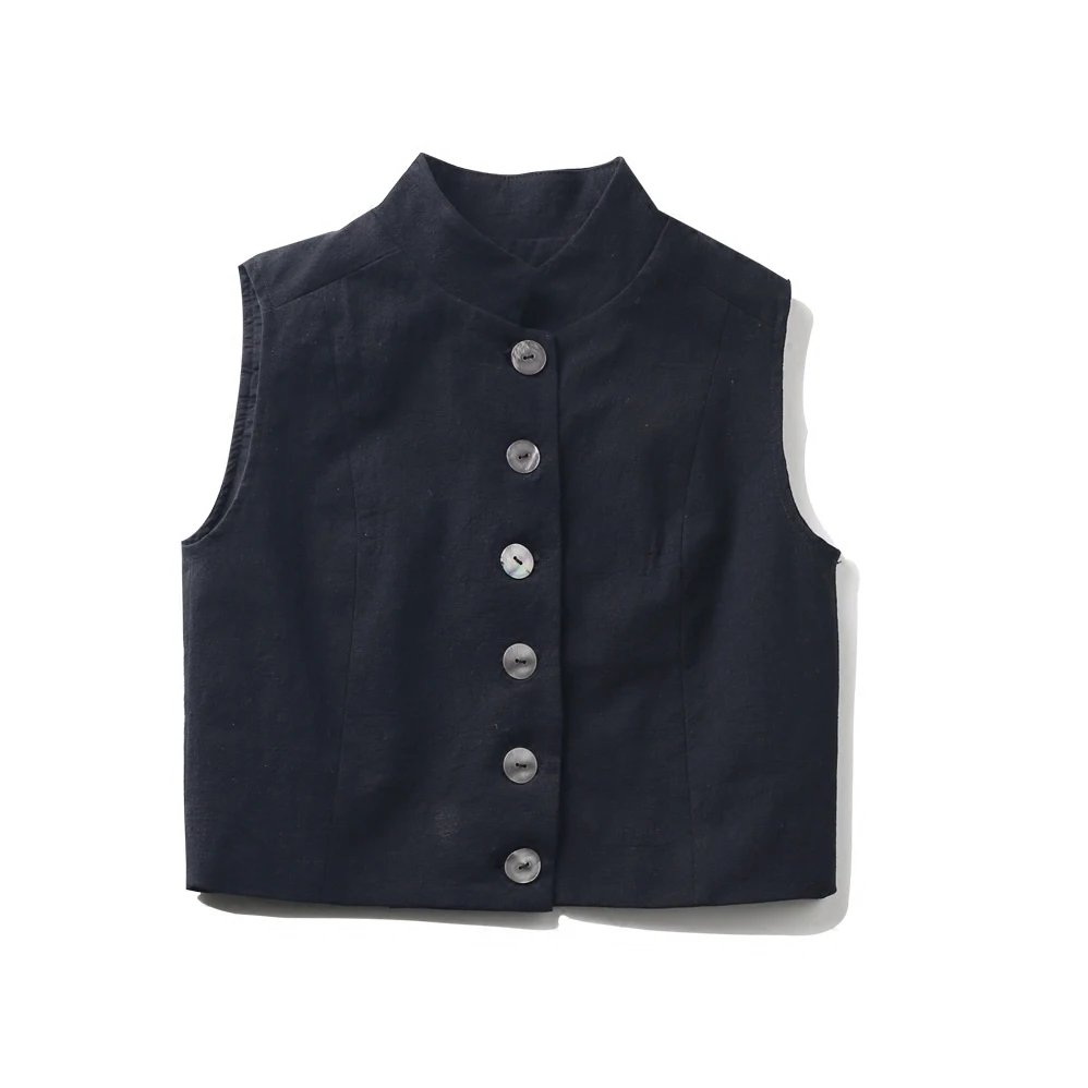 Cakucool Для женщин натуральный хлопок Безрукавки для темно-черный белый цвет