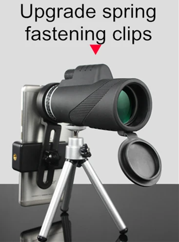 fastening clips Мощный HD Профессиональный охотничий монокулярный телескоп ручной мобильный видео бинокль полевые очки низкий светильник ночного видения - Цвет: fastening clips
