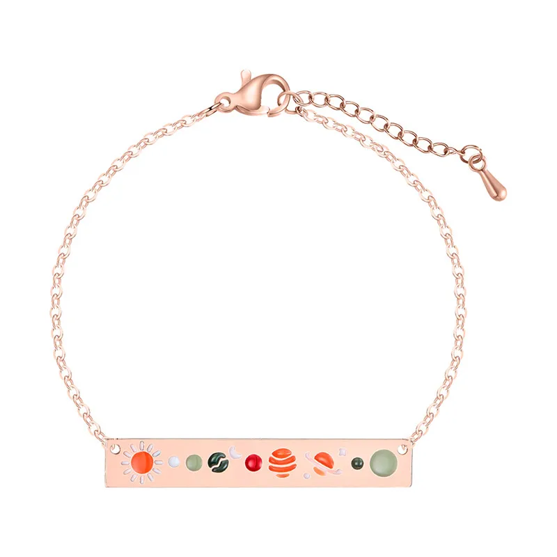 Rose Gold Bracelet Чандлер, нержавеющая сталь, золотой цвет, цепочка, ожерелье, галактика, солнечный баланс, баннер, подвеска, Геометрическая, ручная работа, Homme Bijoux - Окраска металла: Rose Gold Bracelet