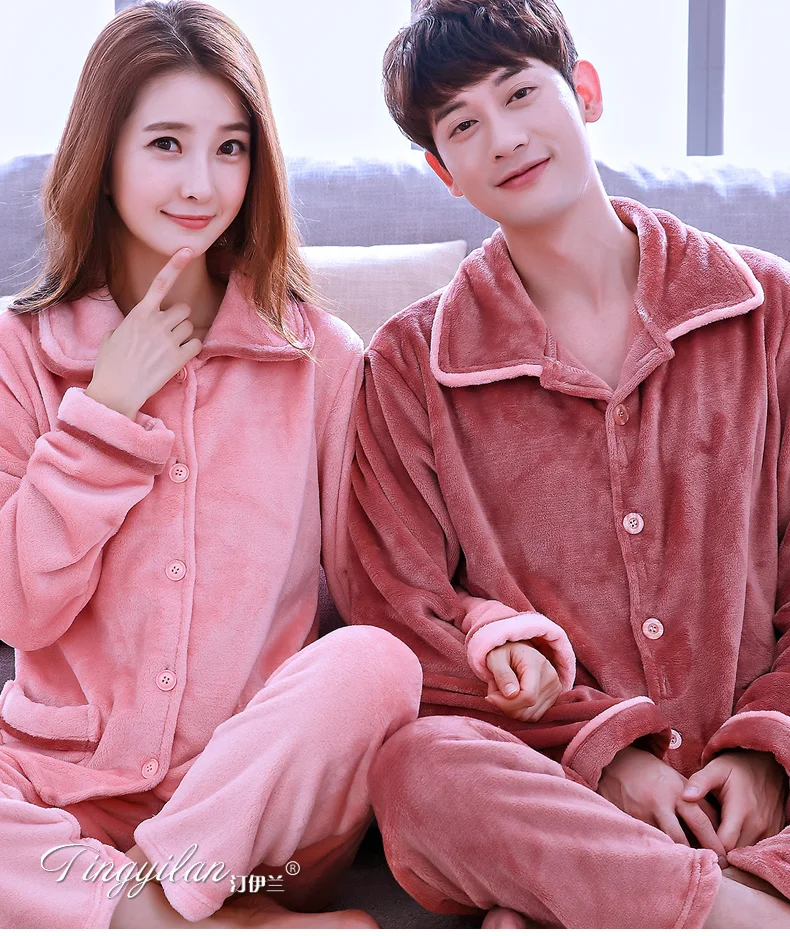 Lovers' пижамы коралловый флис пижамы Пары Зима теплая Домашняя одежда с длинным рукавом досуг теплая одежда коралловый бархат костюм D-2084