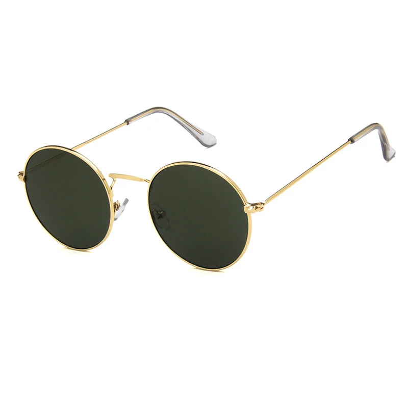 Gold Green Elbru женские солнцезащитные очки винтажные брендовые дизайнерские классические круглые солнцезащитные очки для женщин и мужчин сплав Oculos De Sol черный розовый красный - Цвет линз: Gold Green
