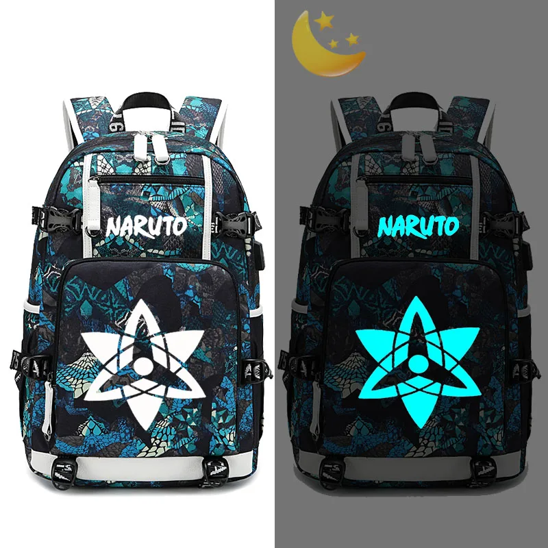 Style H Naruto logo Anime Backpack USB Charging Travel Bag Luminous Student Schoolbag Bag Laptop Bag Cosplay Backpack Kids Gift - Цвет: Style H