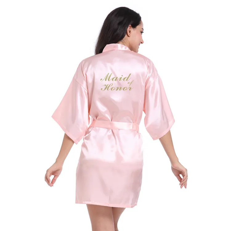 Maid of Honor Pink Женский халат с буквенным принтом, для невесты, подружки невесты, для матери невесты, для подружки невесты, для невесты, вечерние платья - Цвет: Maid of Honor Pink