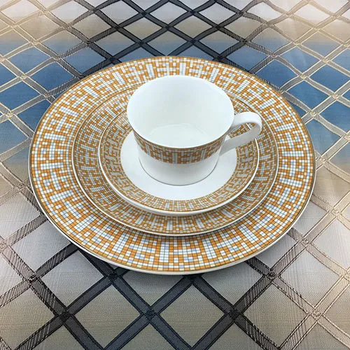 all set 4pcs Золотой Demitasse Coaster керамическая кофейная чашка и блюдце набор фарфоровая кружка из костяного фарфора "H" Mark мозаичный узор Позолоченные Кофейные Наборы - Цвет: all set 4pcs
