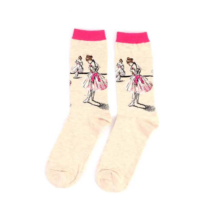 Носки мужские и женские винтажные хлопковые с рисунком|socks painting|crew socksdesigner socks |