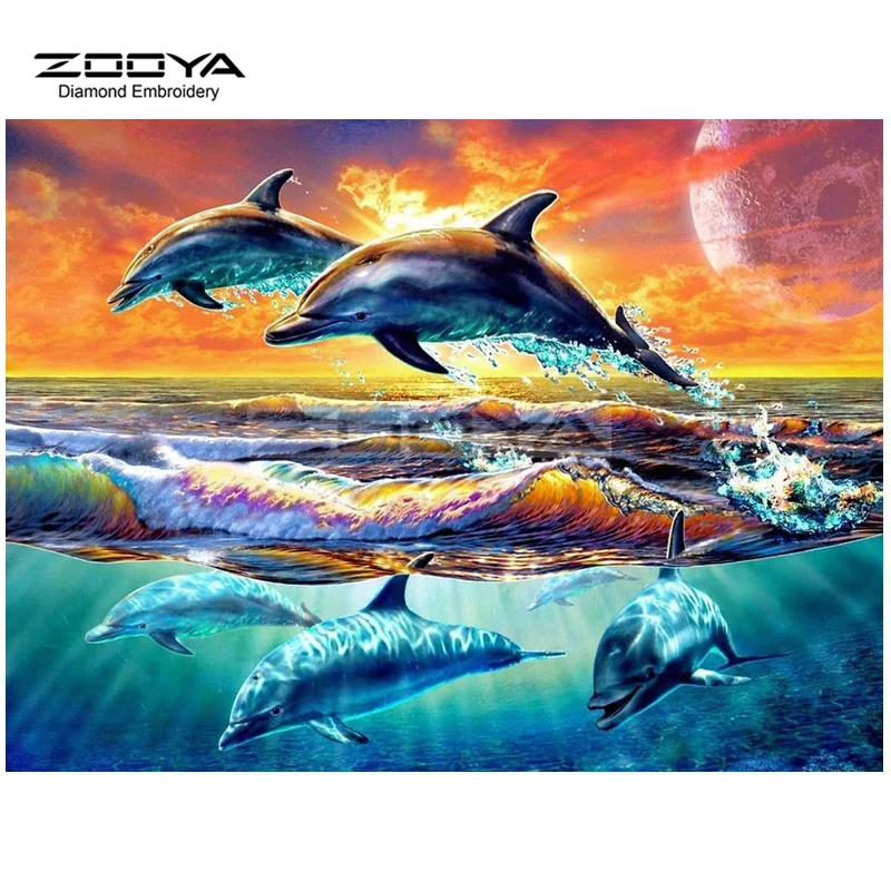 ZOOYA Алмазная вышивка 5D сделай сам алмазная живопись Прекрасный Дельфин животное
