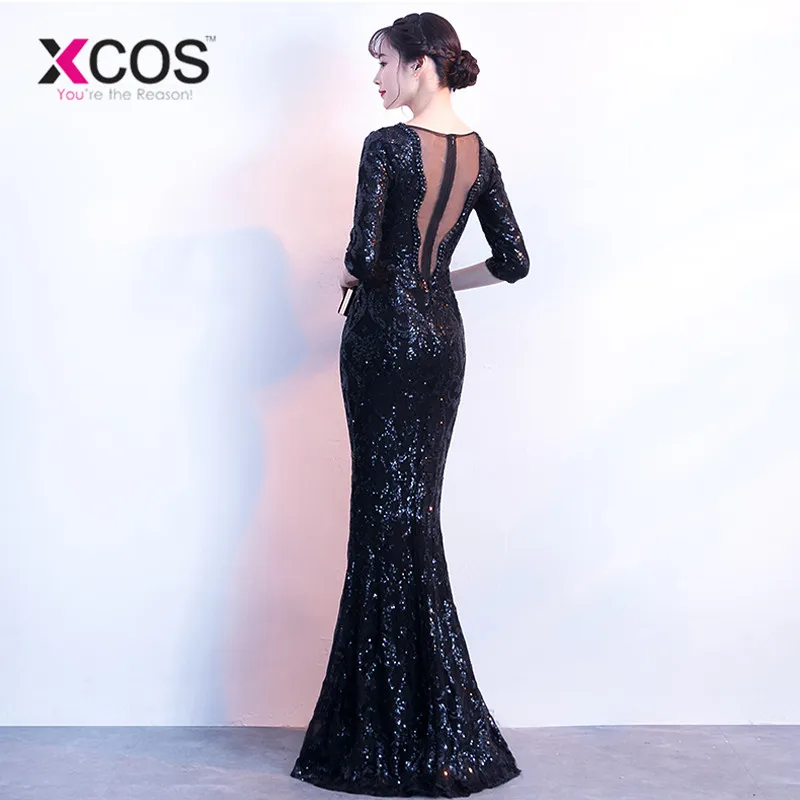 XCOS v-образным вырезом прозрачная задняя пайетками вечерние торжественное платье