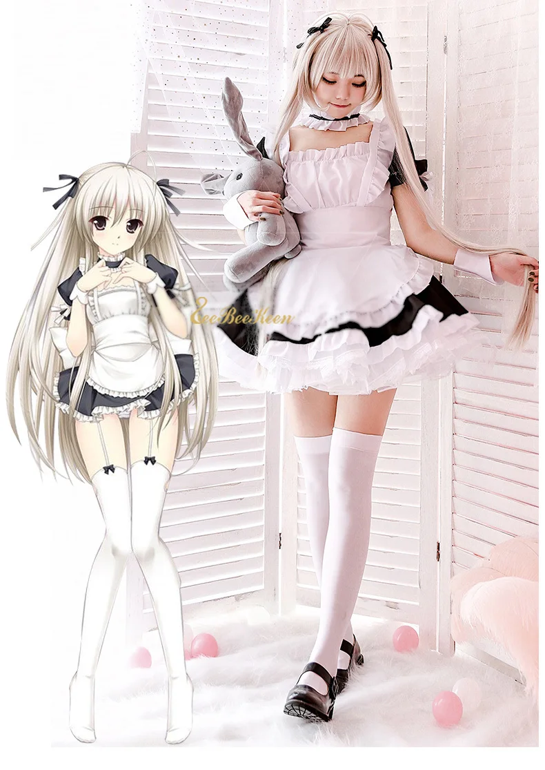 Хэллоуин косплей аниме Kasugano Sora платье черное платье лолиты форма горничной Милые Девушки Сексуальная Лолита горничной косплей костюм платье