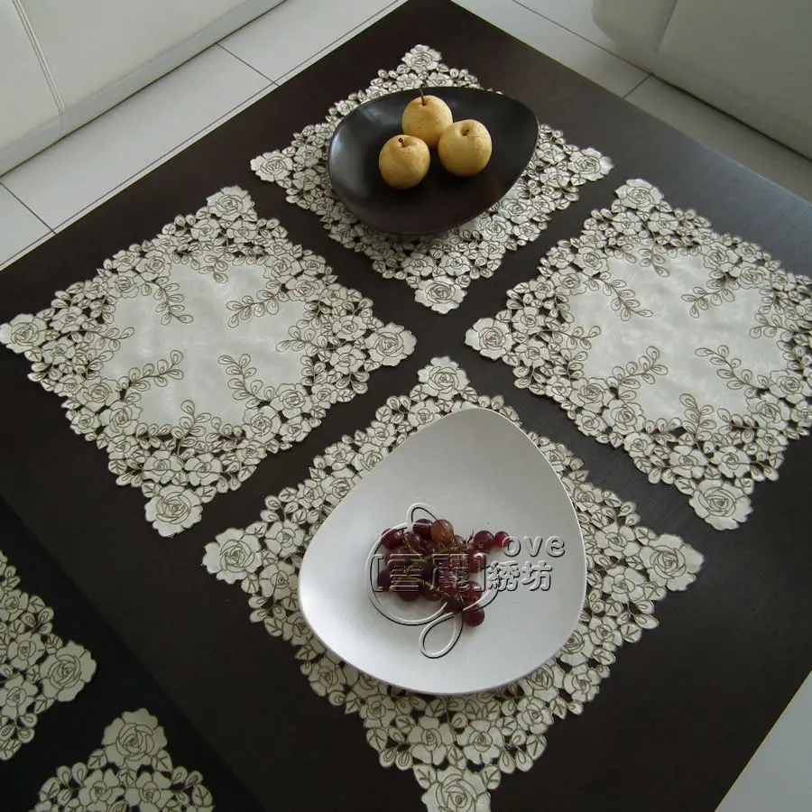 Рустикальная ткань вышивка обеденный стол салфетки поднос покрытие