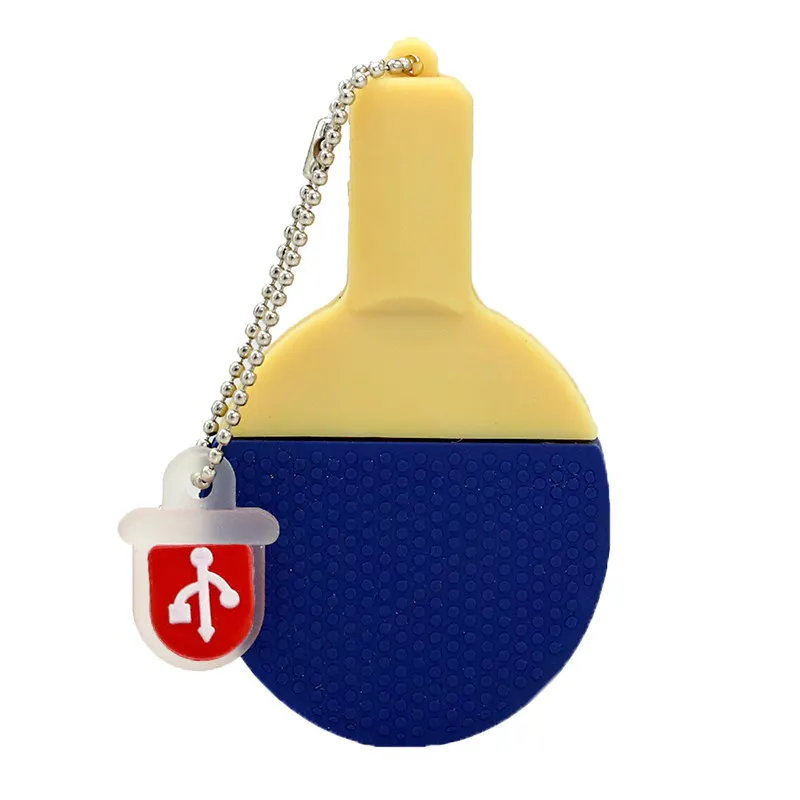 Blue Флеш-накопитель с мультяшными шариками для пинг-понга, Usb ручка, 8 ГБ, 16 ГБ, 32 ГБ, 64 ГБ, Usb флеш-накопитель, ракетка для настольного тенниса, Usb карта памяти для хранения - Цвет: Blue