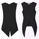 Новинка Женская летняя футболка, модная сексуальная футболка без рукавов с перекрестной спиной, асимметричные женские топы, черные футболки