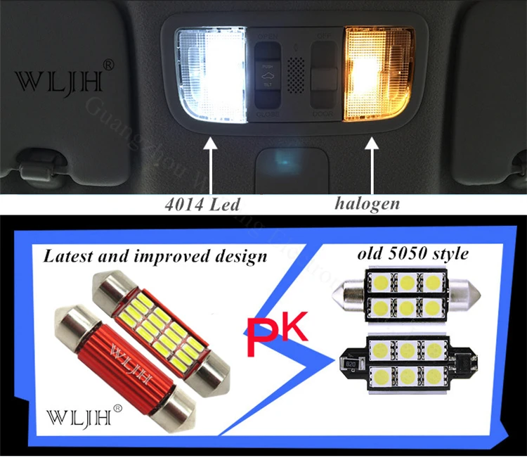 WLJH 2x Canbus светодиодный светильник C5W C10W 31 мм 36 мм 39 мм 41 мм SV8.5 4014SMD авто светодиодный светильник для салона автомобиля купольная карта номерного знака светильник