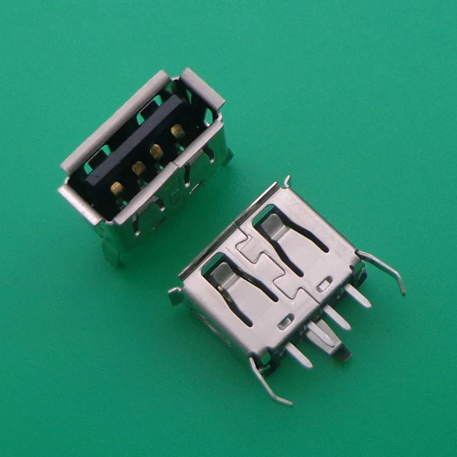 50 шт. A Тип плоский угол(180 градусов) гнездо разъема USB PCB, usb-разъем 3 ножки+ 4 pin