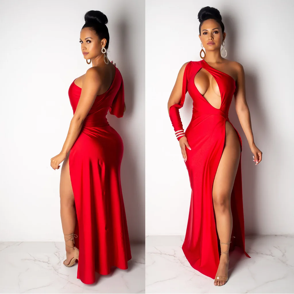 Slaygirl выдалбливают 2019 красное макси платье женское сексуальное с высоким