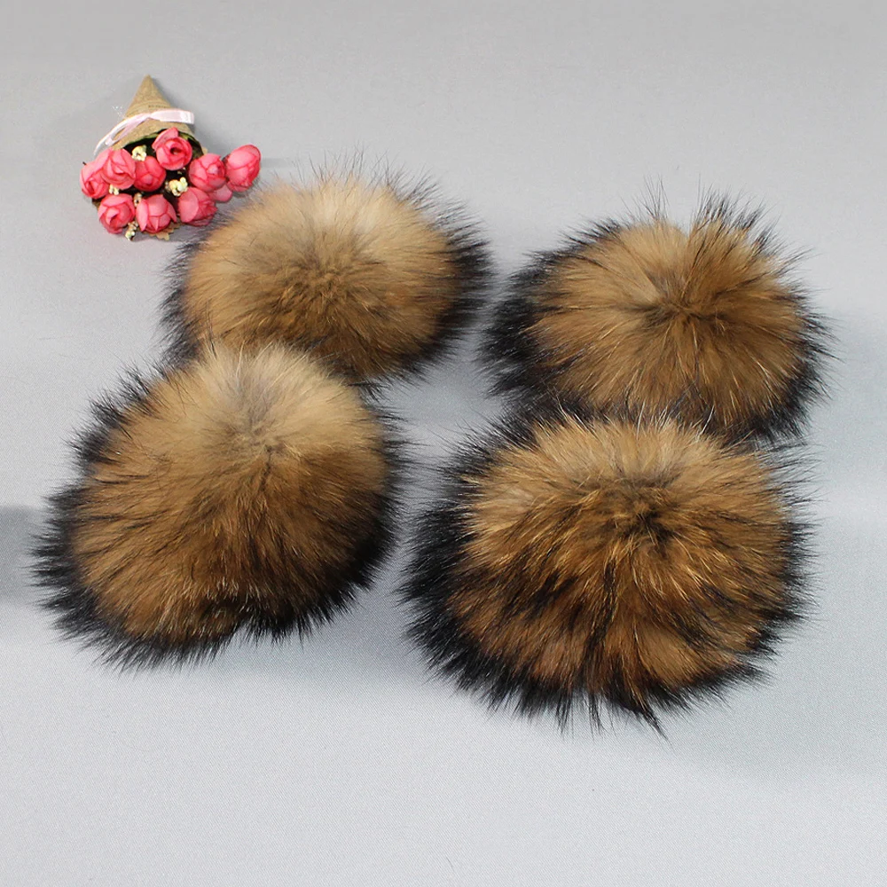 Роскошный 4 шт. шарик из меха енота 100% натуральный красочный помпоны натурального