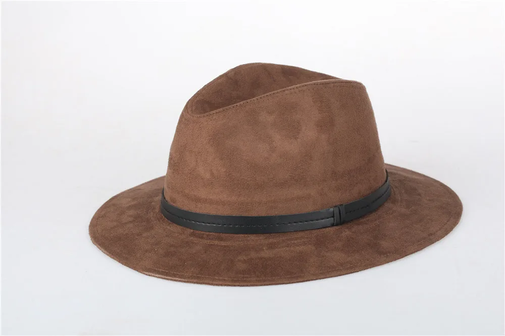 Wearone Crazy Jazzhat, унисекс, замша, с широкими полями, весенние фетровые шляпы, Женские винтажные шляпы с широкими полями - Цвет: brown