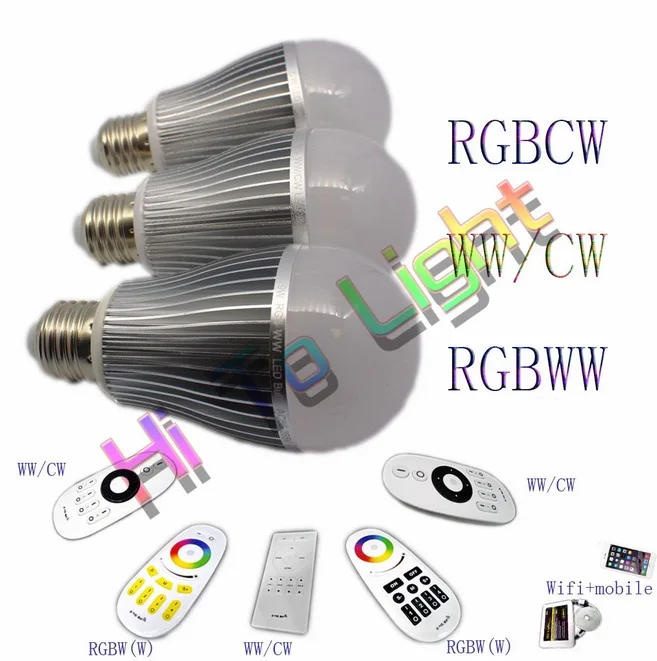 Ми свет 9 Вт светодиодные лампы 2.4 г E27 смарт-мобильный телефон WI-FI AC85-265V rgbww rgbcw dimmable