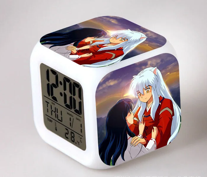 Японское аниме инуяся Higurashi Кагоме 7 цветов меняющийся цифровой будильник