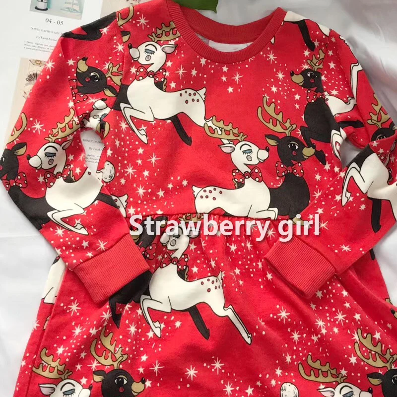 Одежда для девочек рождественское платье 2019 г. F/W Тканое мини-платье с оленем