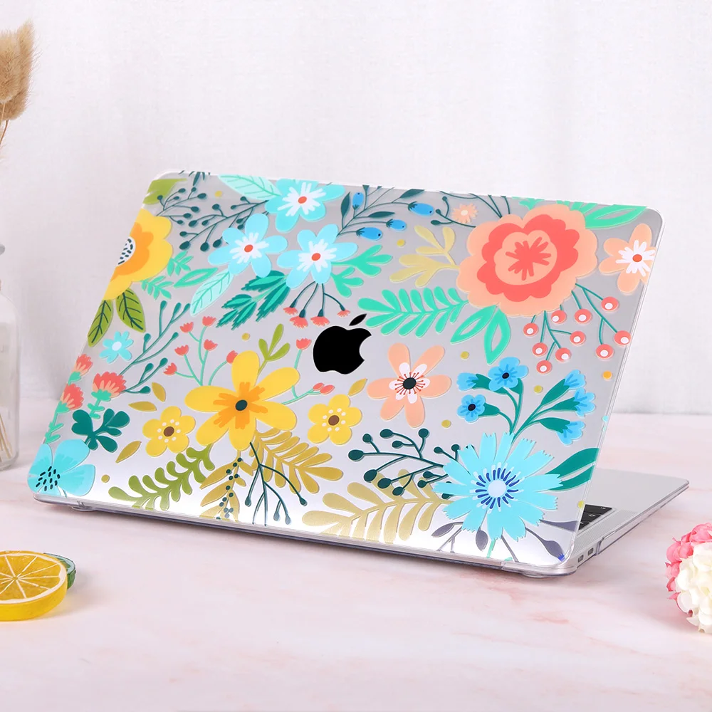 Цветочный чехол для ноутбука MacBook Air 13 A1466 A1932 Pro 13 15 16 дюймов Сенсорная панель A2141 a2159 пластиковый жесткий чехол Keybaord