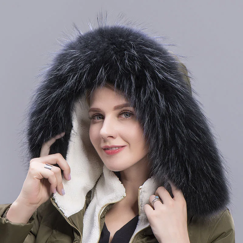 black w grey tips MS. MinShu черный енот меховой воротник капюшон шарф натуральный Лисий мех шарф воротник пуховик капюшон отделка на заказ меховая отделка - Цвет: black w grey tips