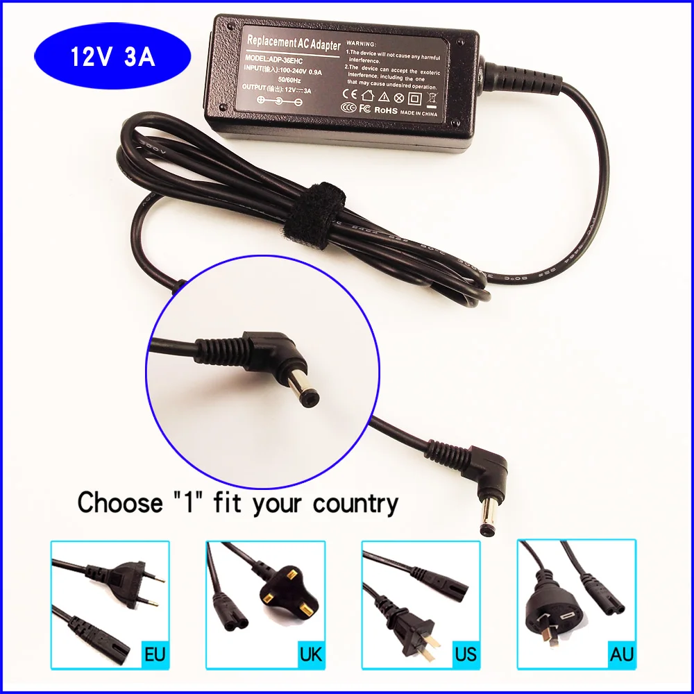 Зарядное устройство для нетбука 12 В 3 А 36 Вт ASUS Eee PC 1000XP 1002HA 1002HAE 1003HAG 1004DN R2 R2E R2H R2Hv SV1