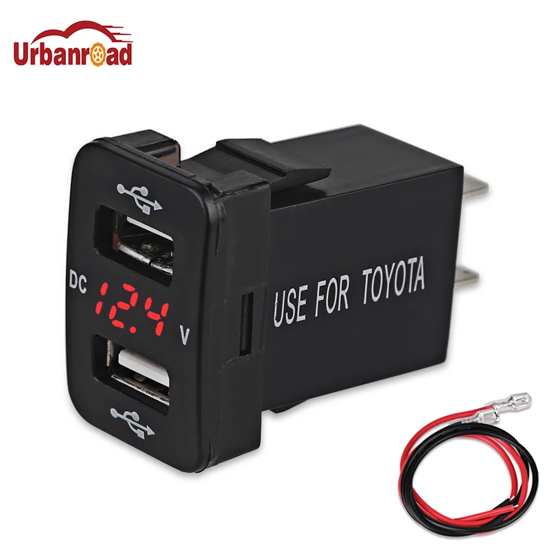 Urbanroad двойной USB Автомобильное зарядное устройство розетка вольтметр 4.2A 12V 24V для