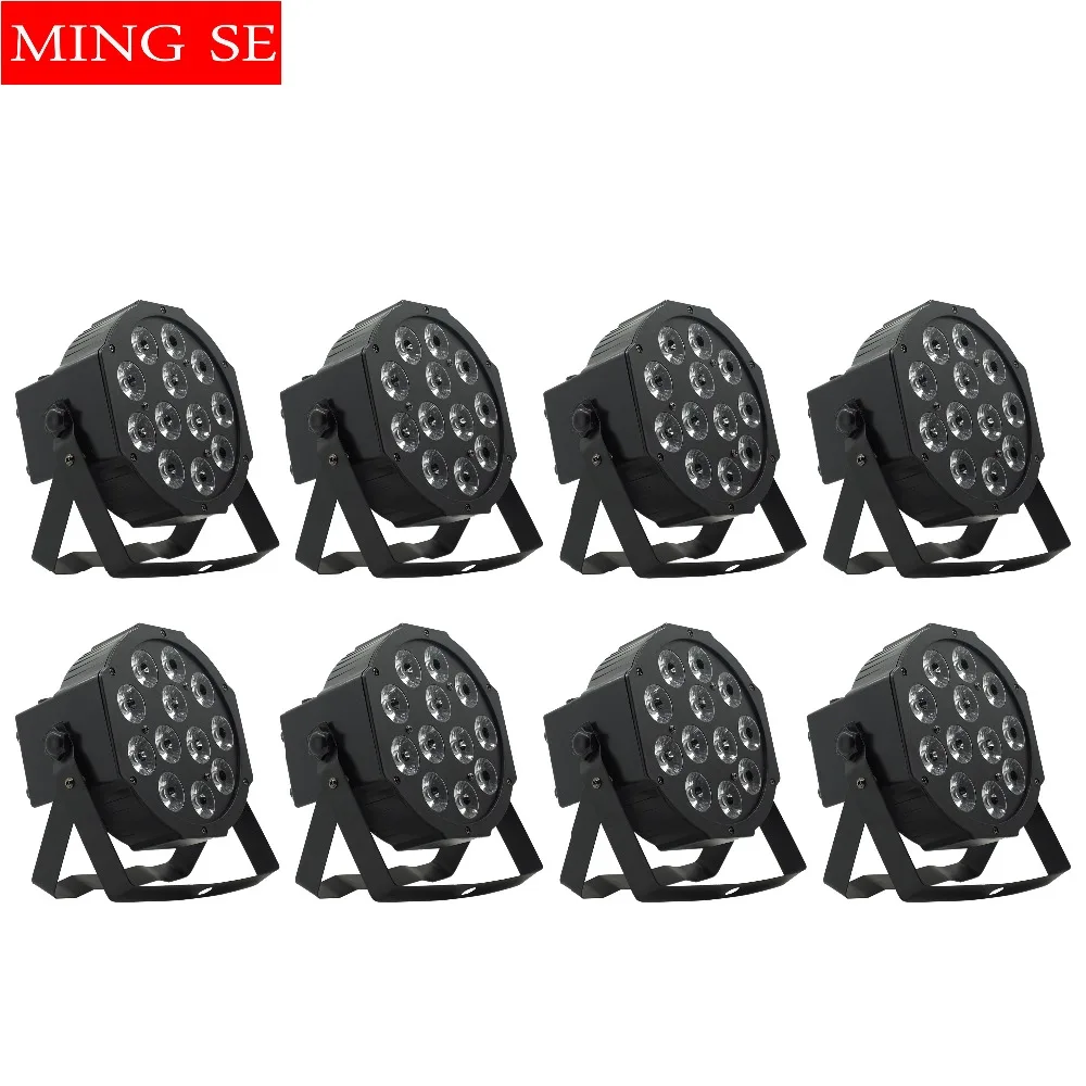 8 шт. 12 Вт светодиодные лампы 12x12 Вт светодиодные Par огни RGBW 4в1 плоский par led dmx512 дискотечные огни профессиональное сценическое dj оборудование