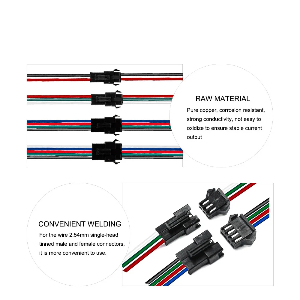 10 пар 2pin/3pin/4pin/5pin SM JST разъем штекер и гнездо для 5050/3528 WS2812B/WS2811/WS2813 RGB Светодиодная