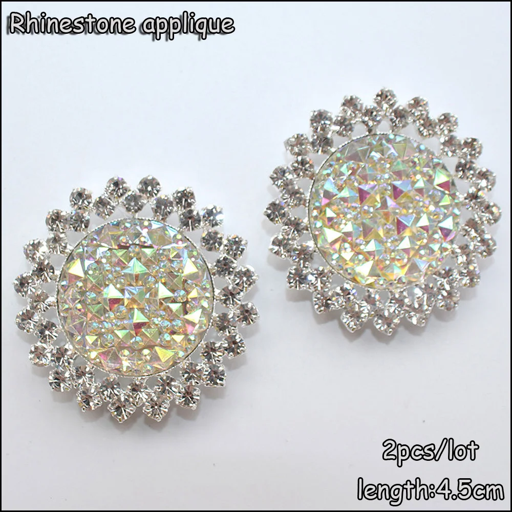 Free shipping 2pcs/lot 50mm round shape shiny strass crytsal sew on rhinestones dress bags shoes diy applique | Дом и сад