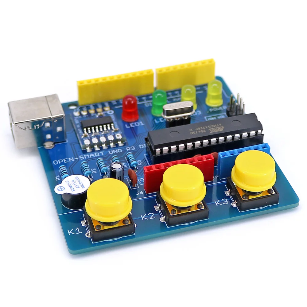 Открытый Смарт UNO R3 DIY ATmega328P макетная плата модуль CH340 драйвер с зуммер светодиодный кнопка для Arduino UNO R3-синий