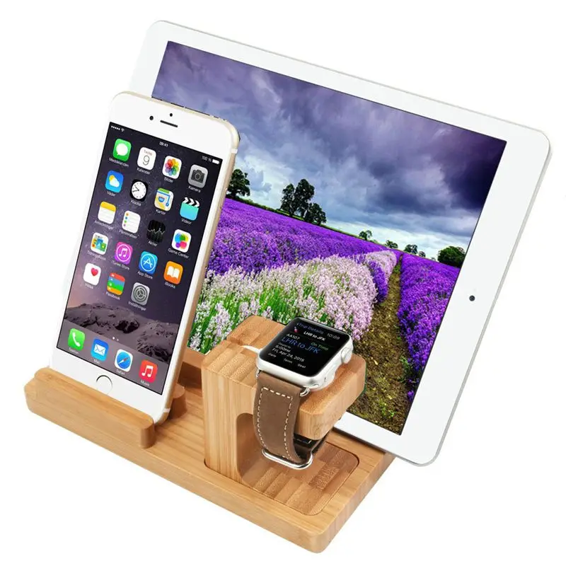 3in1 древесины зарядная станция деревянные док-станция bamboo держатель стойки