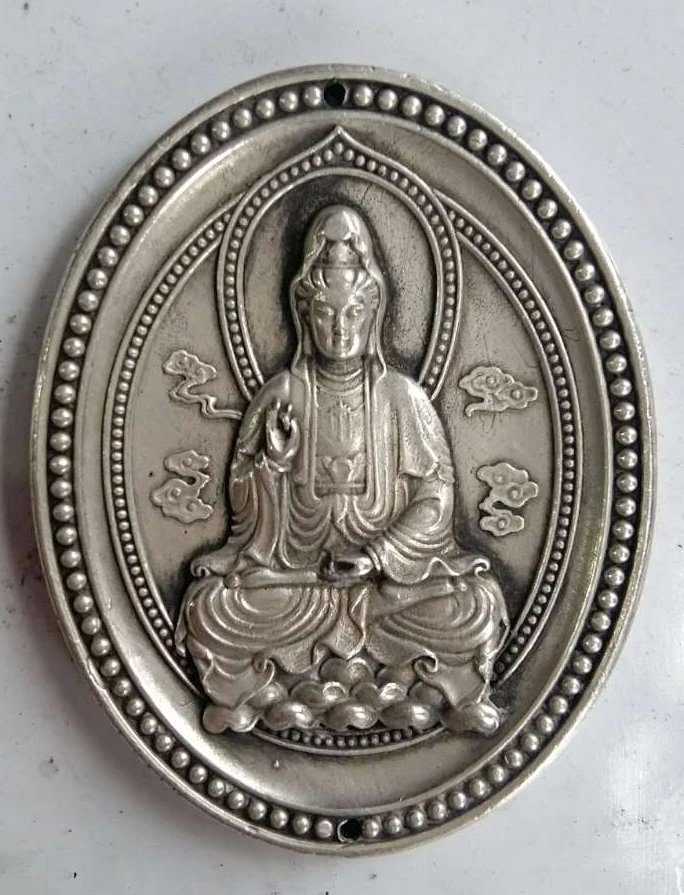 

Exquisite Old Chinese Metal Kwan-yin Avalokitesvara Auspicious Amulet Plate No.4