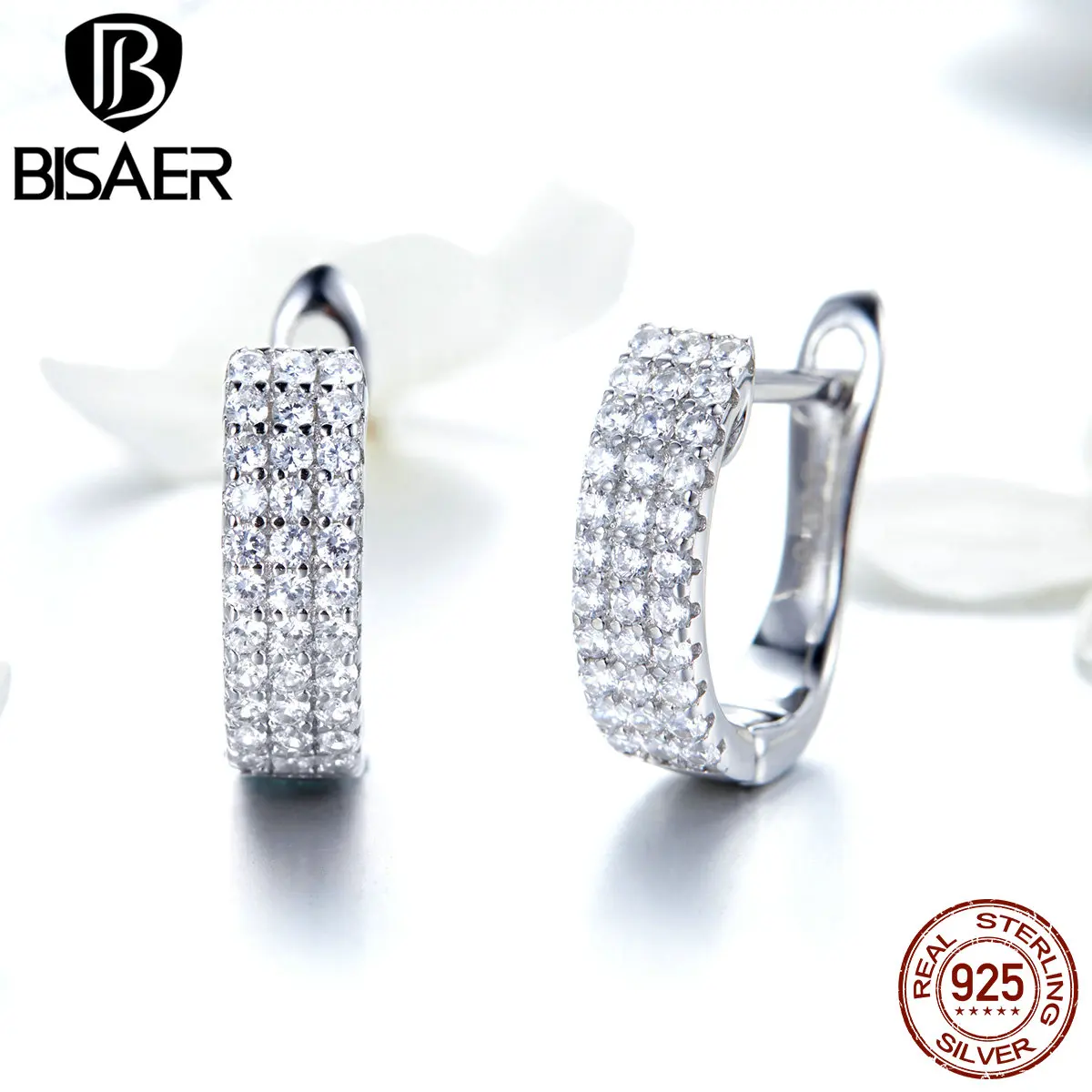 BISAER 100% Серебро 925 пробы классические простые геометрические маленькие женские