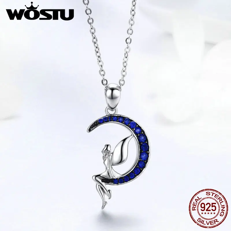 WOSTU классика хит продаж новинка серебро 925 пробы Фея в синей Луне CZ подвеска