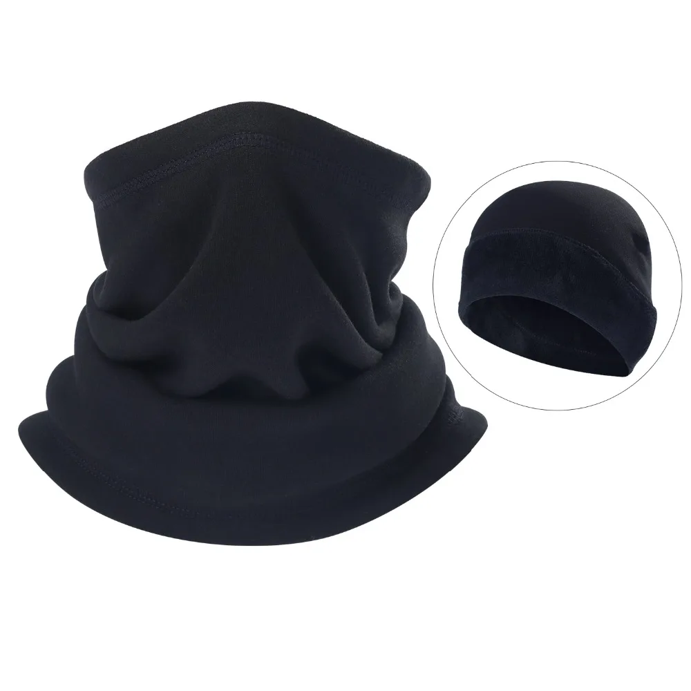 SUNMECI 2-Pieces зимние флисовая вязаная шапочка шеи теплые шапка-шарф набор теплый