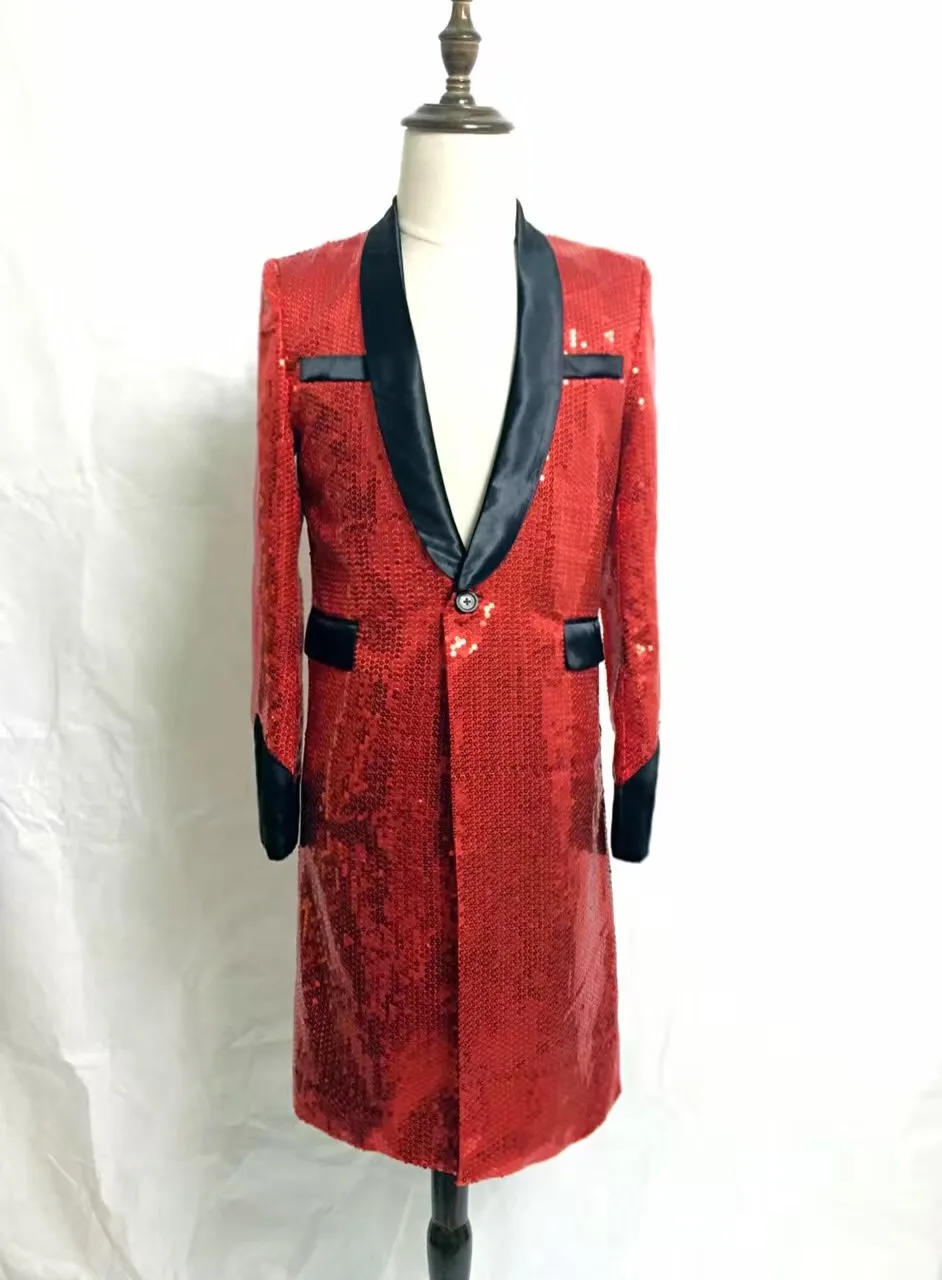 Ночной клуб мужской певец DJ GD длинный дизайн куртка для выступлений костюмы