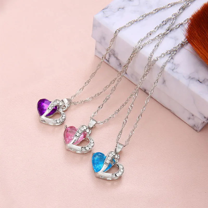 2019New в форме сердца циркон длинное ожерелье с кристаллом ключицы свитер цепи